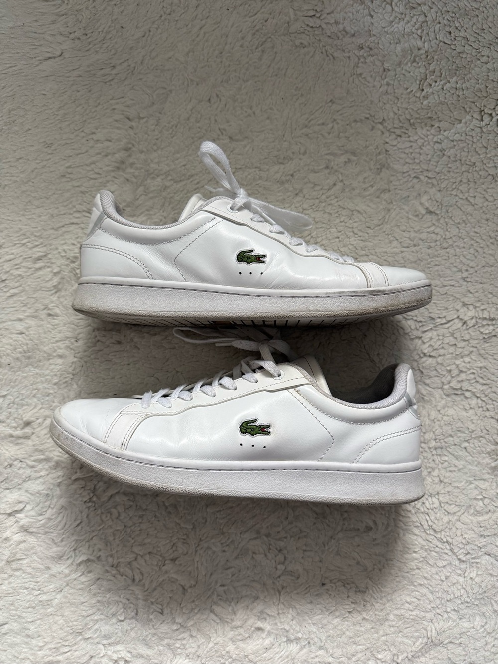 Lacoste White Leather Low-Top Sneakers with Green Croc - Picture 8 of 9